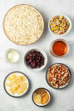 Karácsonyi granola hozzávalók